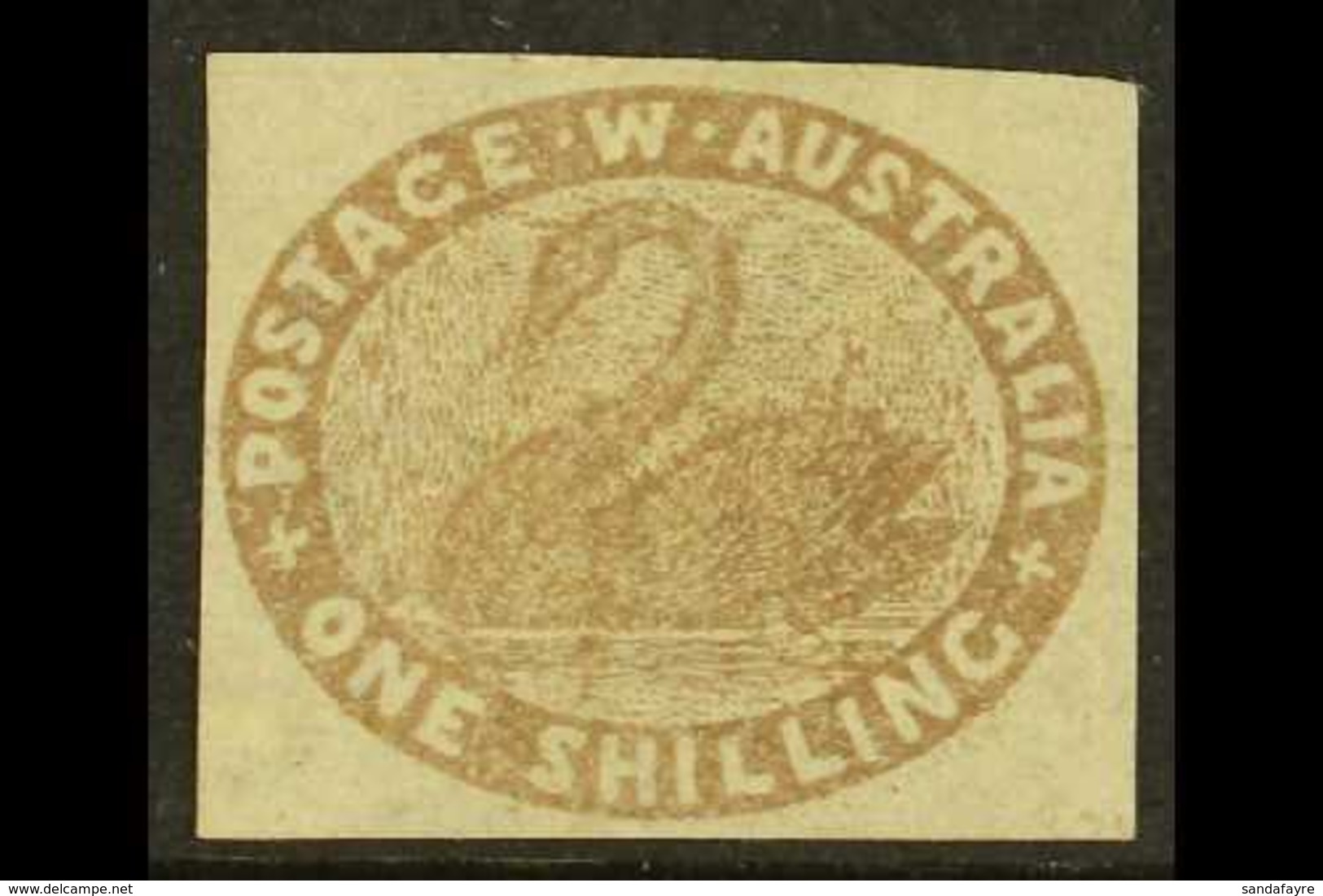 \Y WESTERN AUSTRALIA\Y 1855 1s Grey-brown Imperf, SG 4b, Superb Unused With 4 Good Neat Margins & Fabulous Fresh Appeara - Other & Unclassified
