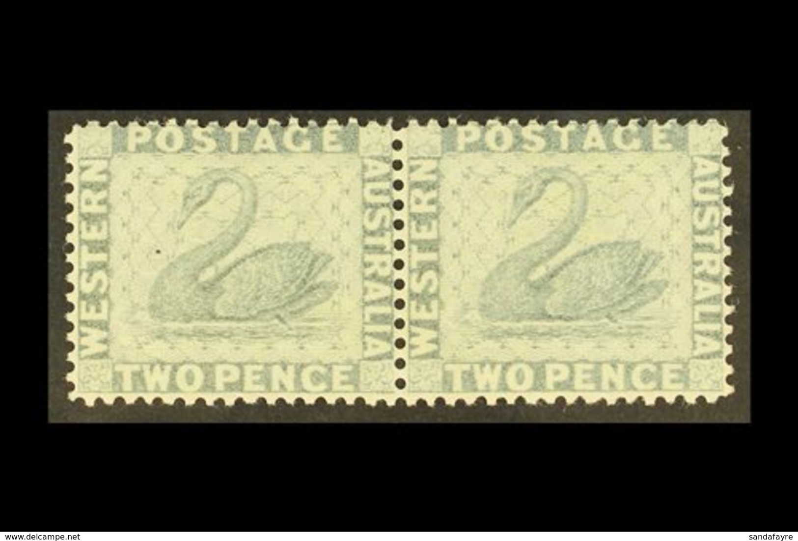 \Y WESTERN AUSTRALIA\Y 1888 2d Grey, Wmk Crown CA Sideways, Horizontal Pair, SG 104, Very Fine Mint. For More Images, Pl - Other & Unclassified