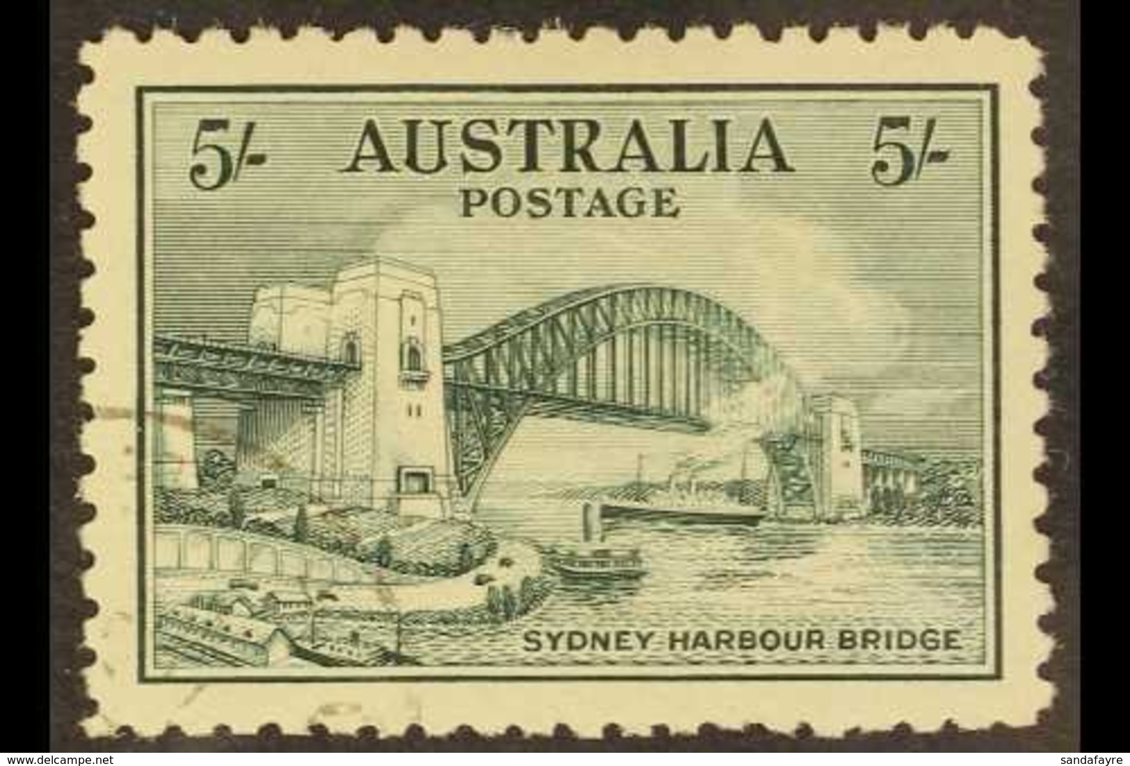 \Y 1932\Y 5s Blue-green Sydney Harbour Bridge, SG 143, Very Fine CTO Used. For More Images, Please Visit Http://www.sand - Sonstige & Ohne Zuordnung