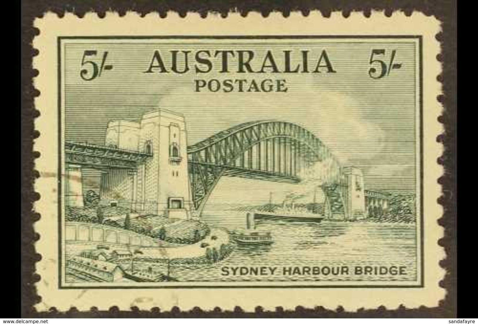 \Y 1932\Y 5s Blue-green Sydney Harbour Bridge, SG 143, Very Fine CTO Used. For More Images, Please Visit Http://www.sand - Autres & Non Classés