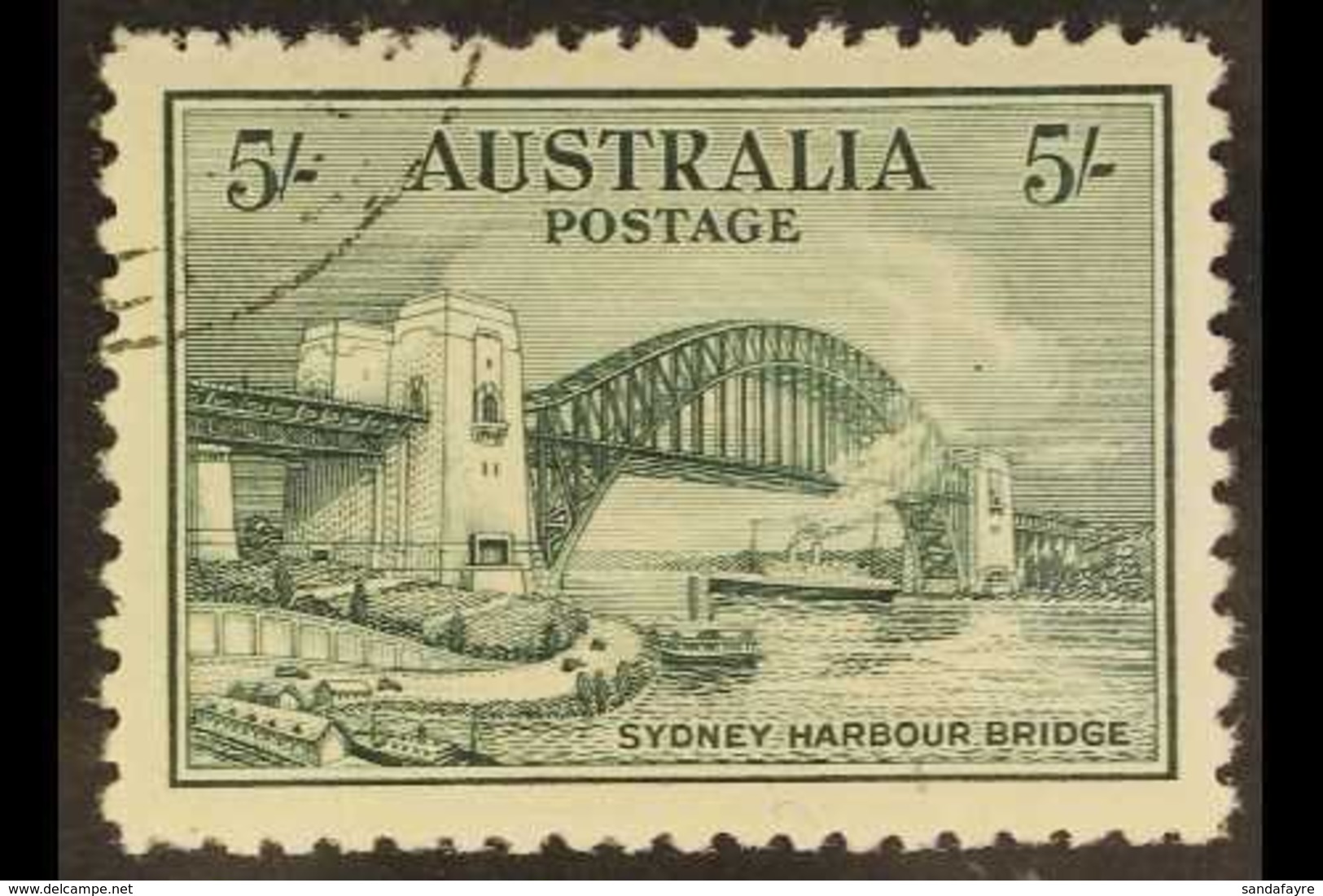 \Y 1932\Y 5s Blue-green Sydney Harbour Bridge, SG 143, Very Fine CTO Used. For More Images, Please Visit Http://www.sand - Autres & Non Classés