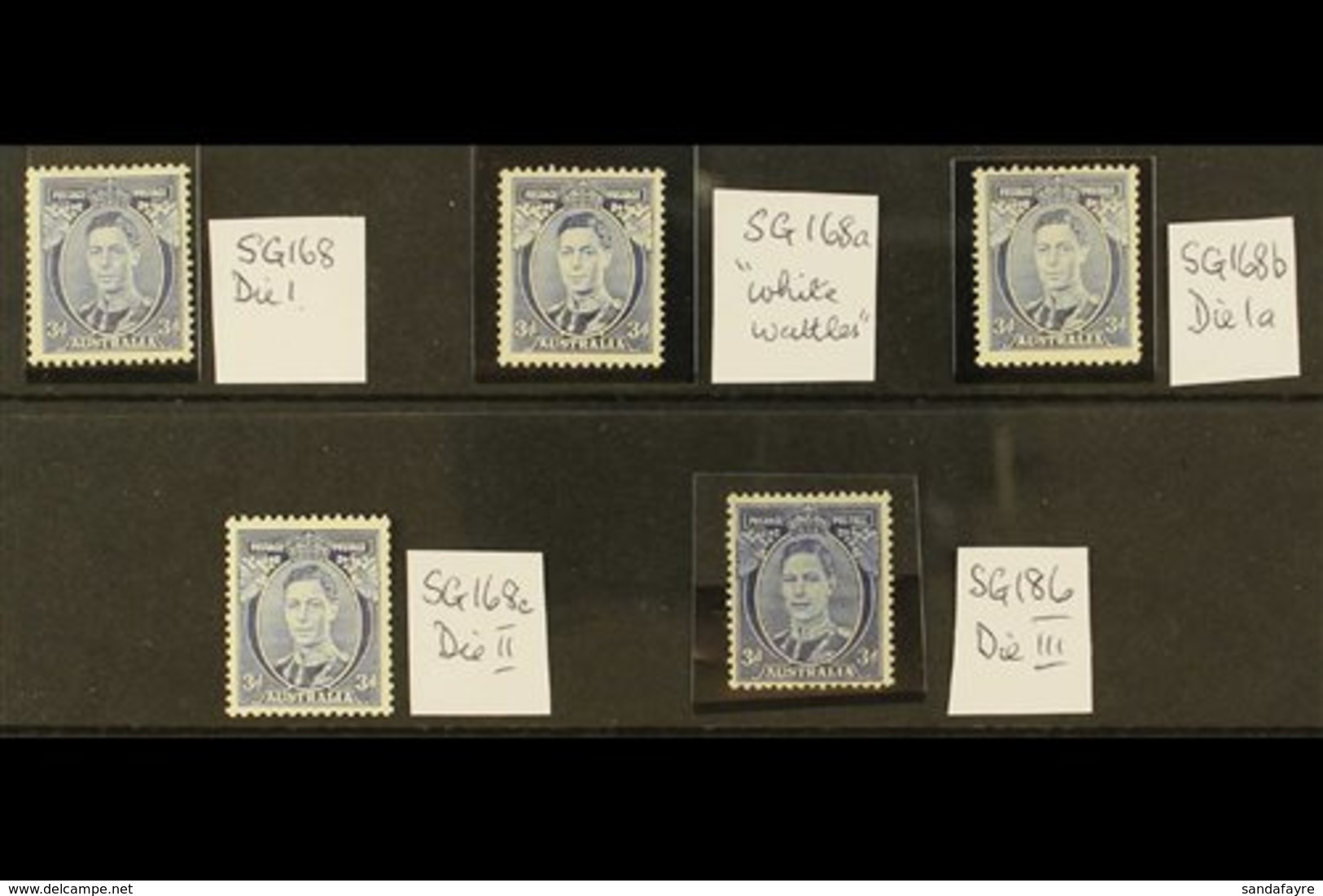 \Y 1937-49 3D BLUES SPECIALISED GROUP\Y 3d Blue Definitive Both Perfs, With All Listed Printings And Dies, SG 168, 168a, - Other & Unclassified