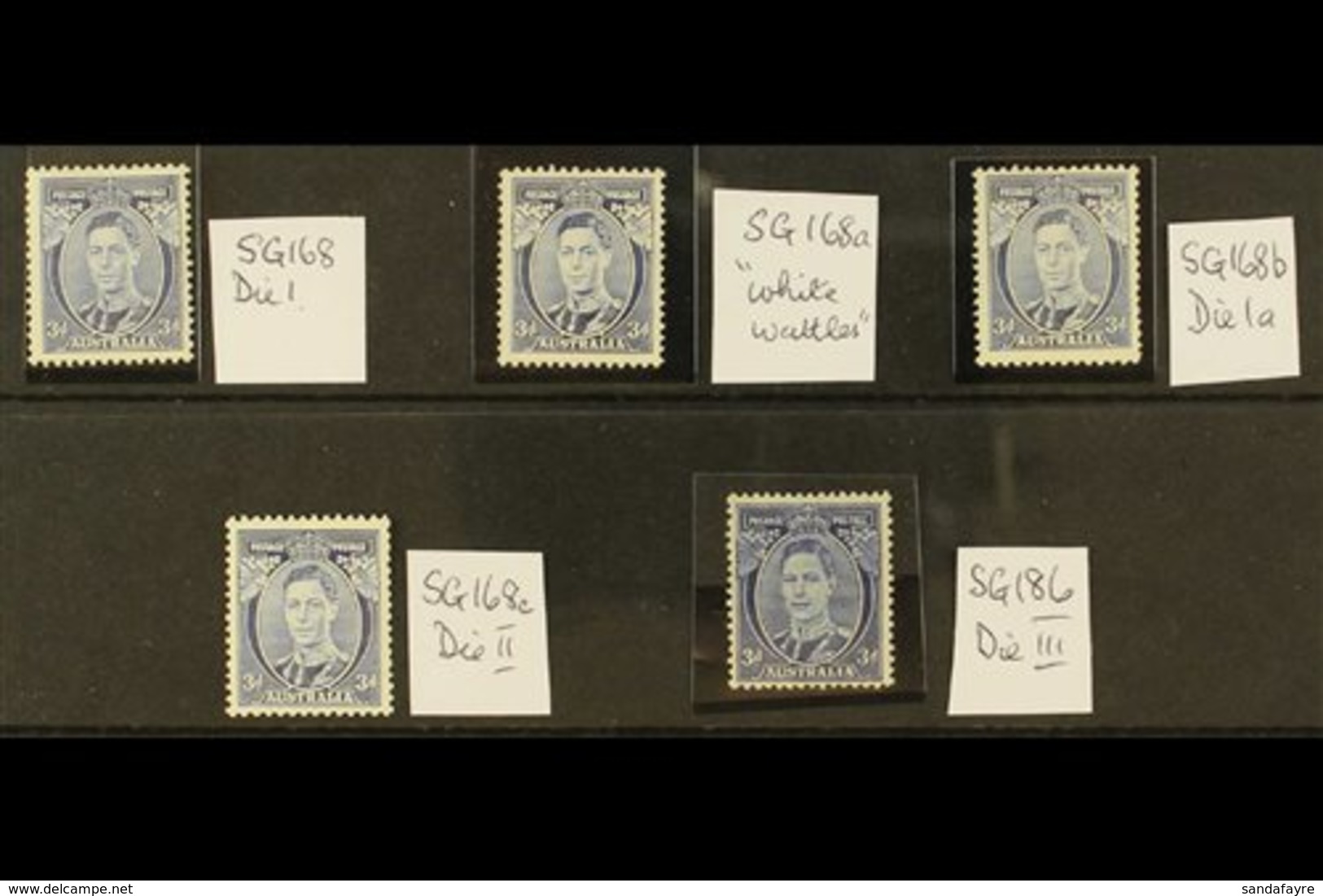 \Y 1937-49 3D BLUES SPECIALISED GROUP\Y 3d Blue Definitive Both Perfs, With All Listed Printings And Dies, SG 168, 168a, - Autres & Non Classés