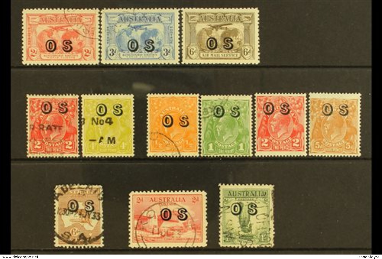 \Y OFFICIALS\Y 1930-33 "OS" Opt'd Mint & Used Range On A Stock Card. Includes 1930 3d Blue Used, 1931 Set Used And 1932- - Sonstige & Ohne Zuordnung