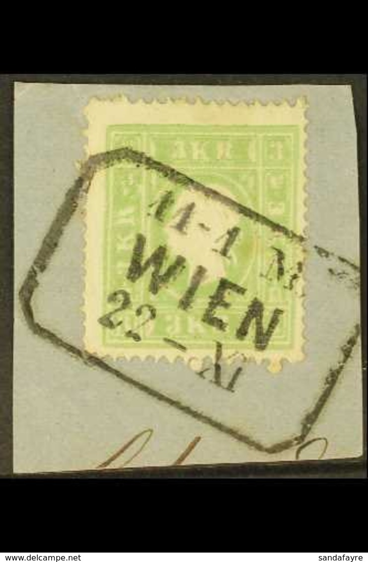 \Y 1859\Y 3kr Green, Mi 12II, SG 24, Fine Used On Small Piece With Boxed Wien Cancel. For More Images, Please Visit Http - Autres & Non Classés