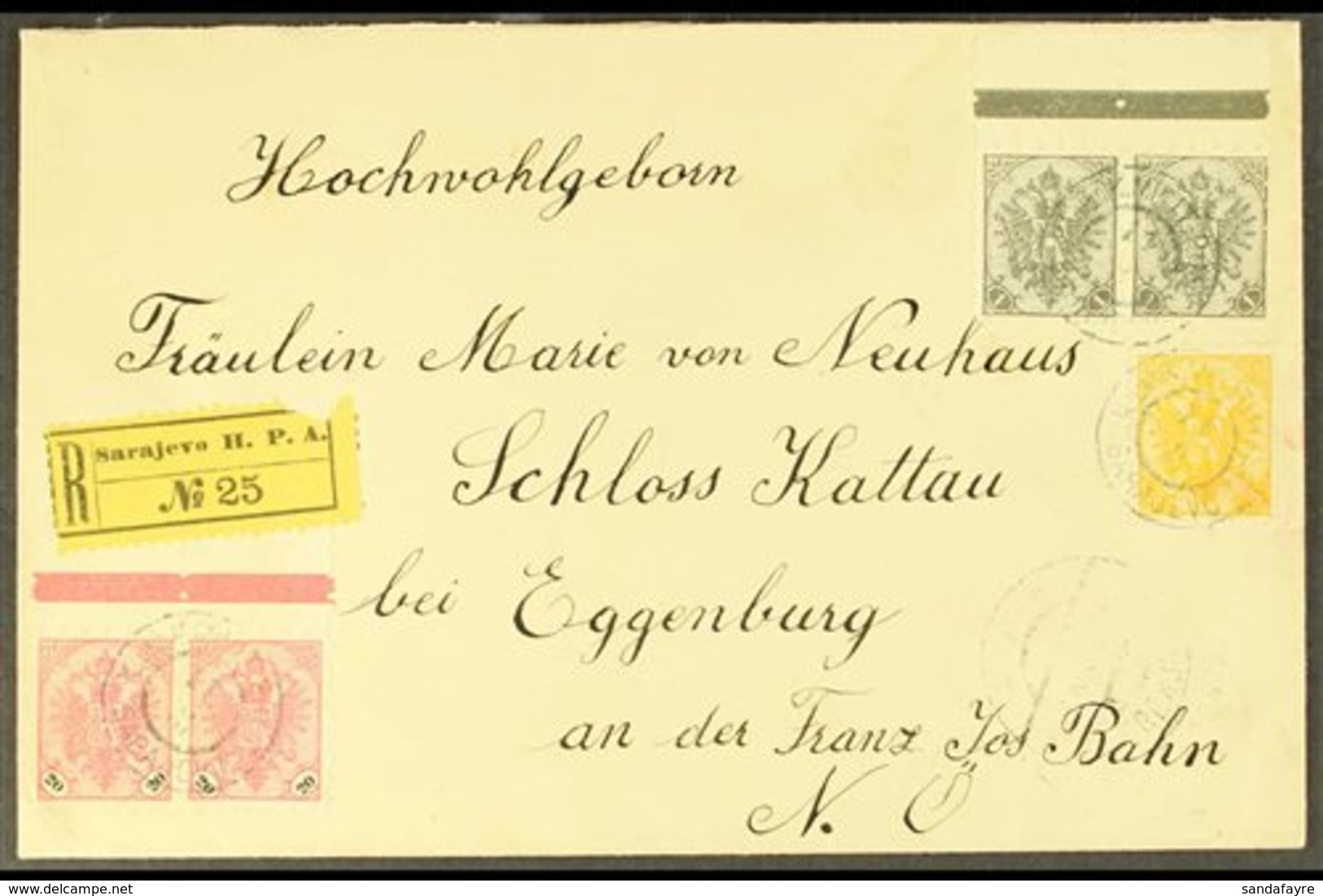 \Y BOSNIA AND HERZEGOVINA\Y TRIAL PERFORATIONS (VORZUGSSTUCKE) ON COVER 1906 (11 June) Registered Cover To Lower Austria - Autres & Non Classés