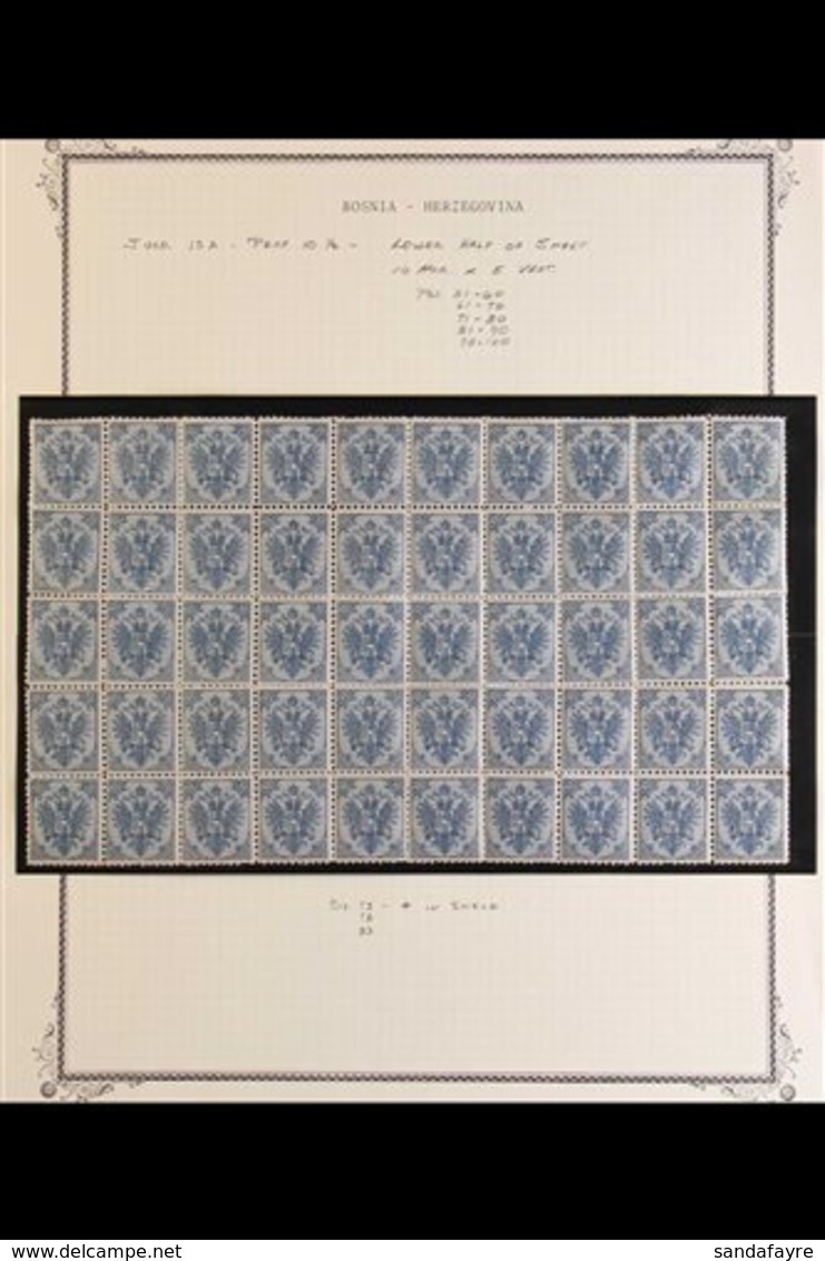 \Y BOSNIA AND HERZEGOVINA\Y 1895-99 10k Blue Typographed Perf 10½ (Michel 5 II A, SG 126), Fine Mint BLOCK Of 50 (lower  - Other & Unclassified