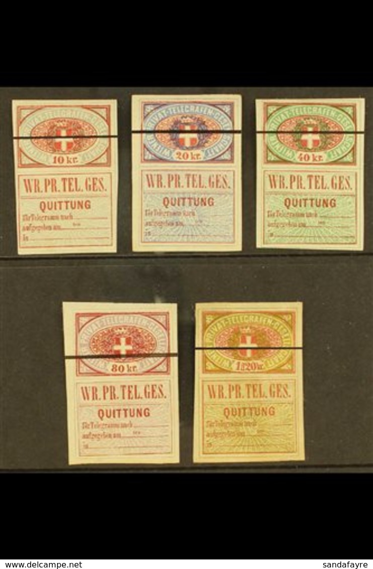 \Y TELEGRAPH STAMPS\Y Vienna Private Telegraph Company 1869 Complete Imperforate Set With Line, Mi I/V, Unused, No Gum ( - Autres & Non Classés