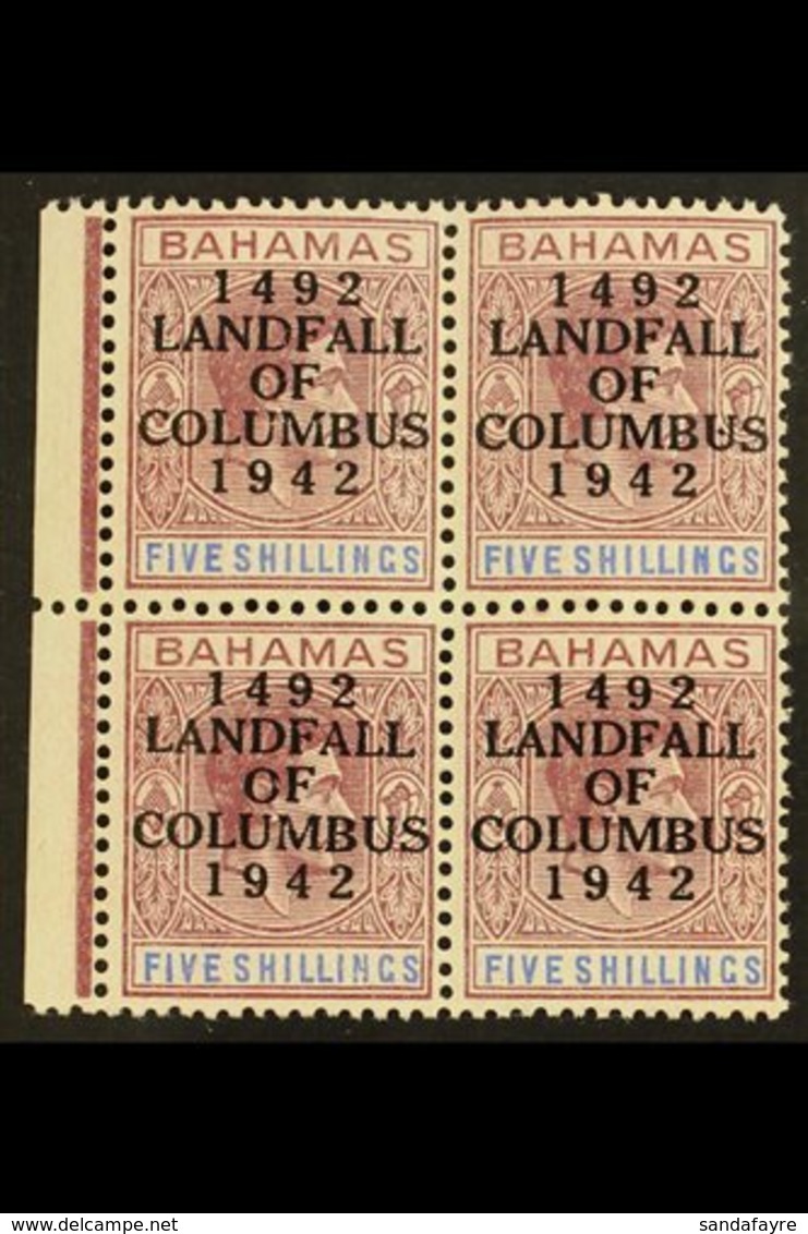 \Y 1942\Y 5s Purple & Blue "Landfall Of Columbus" Overprint Ordinary Paper, SG 174a, Very Fine Never Hinged Mint Margina - Other & Unclassified