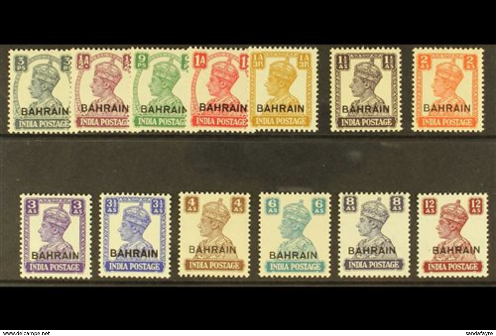 \Y 1942-45\Y King George VI (white Background) Complete Set, SG 38/50, Very Fine Mint. (13 Stamps) For More Images, Plea - Bahrain (...-1965)