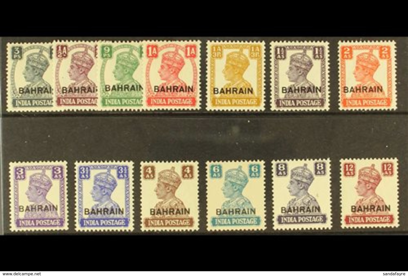 \Y 1942-45\Y White Background Set Complete, SG 38/50, Never Hinged Mint (13 Stamps) For More Images, Please Visit Http:/ - Bahrain (...-1965)