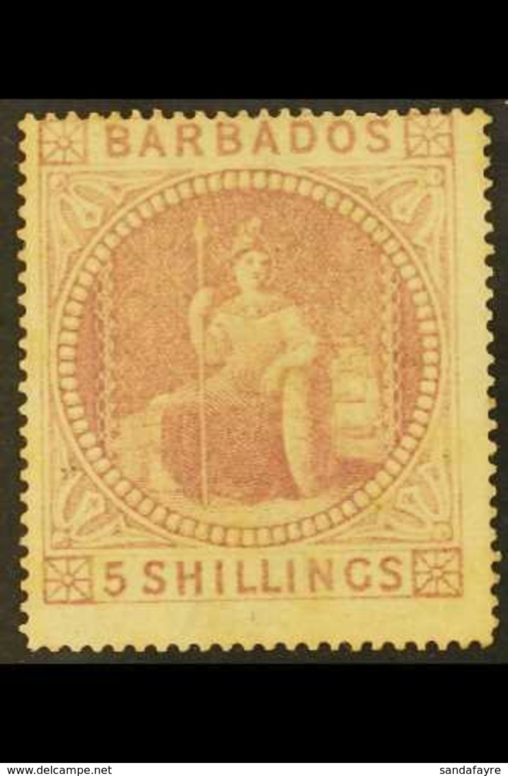 \Y 1873\Y 5s Dull Rose Britannia, SG 64, An Attractive Mint Example With Good Colour And Large Part Gum. For More Images - Barbades (...-1966)