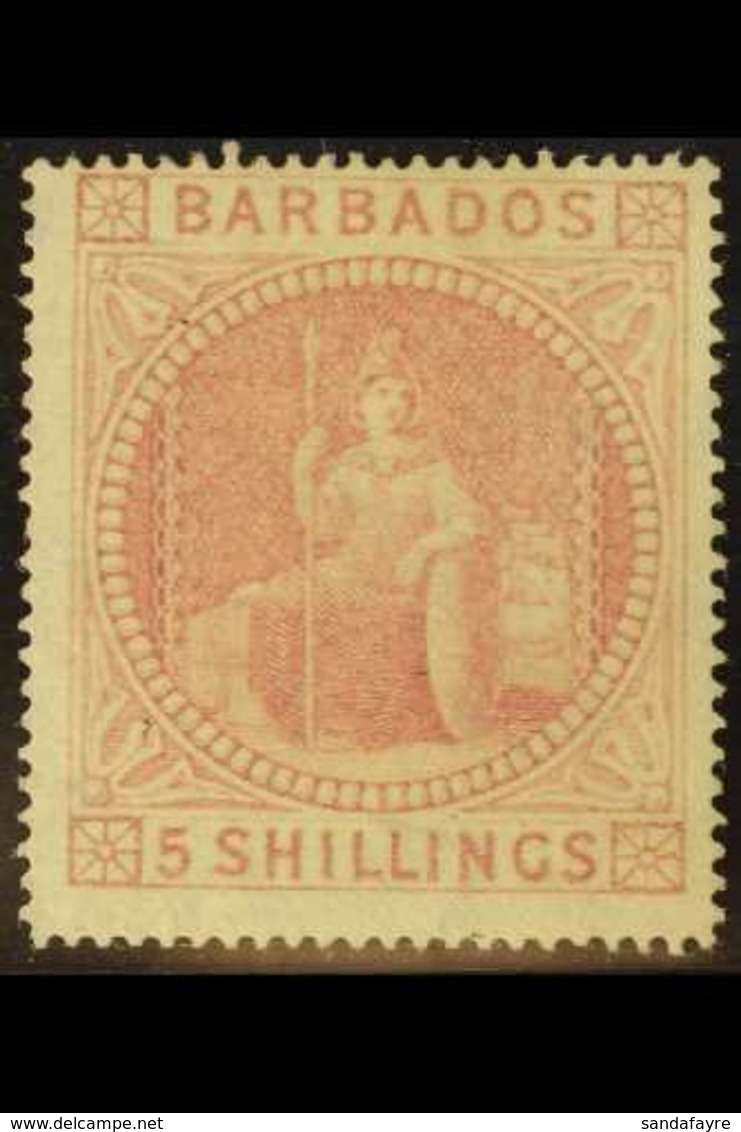 \Y 1873\Y 5s Dull Rose, SG 64, Mint, Regummed (with Certificate), Fine & Fresh For This Issue For More Images, Please Vi - Barbados (...-1966)
