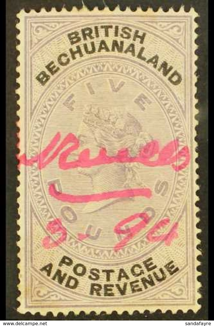 \Y 1888\Y £5 Lilac And Black, SG 21, With Red Manuscript  Fiscal Cancel. For More Images, Please Visit Http://www.sandaf - Other & Unclassified