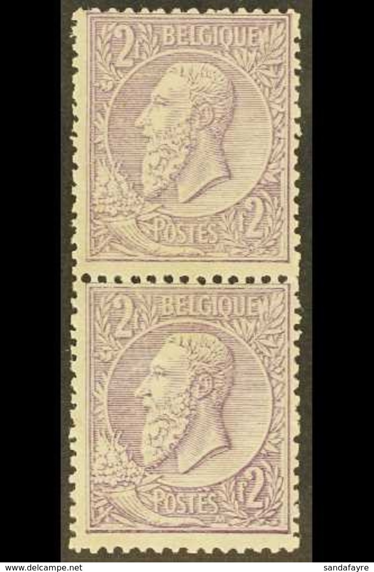 \Y 1884-91\Y 2fr Lilac On Pale Lilac, COB 52, Very Fine Mint Vertical Pair. (2 Stamps) For More Images, Please Visit Htt - Other & Unclassified