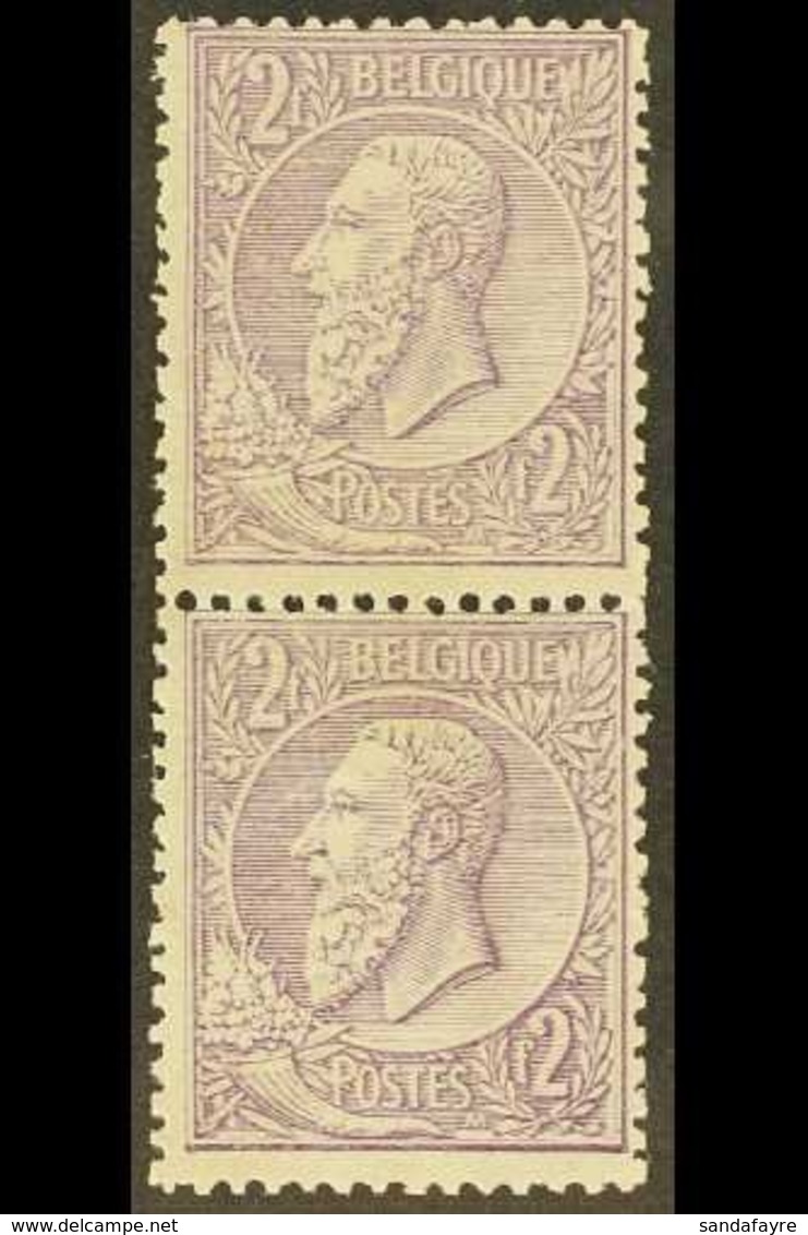 \Y 1884-91\Y 2fr Lilac On Pale Lilac, COB 52, Very Fine Mint Vertical Pair. (2 Stamps) For More Images, Please Visit Htt - Autres & Non Classés