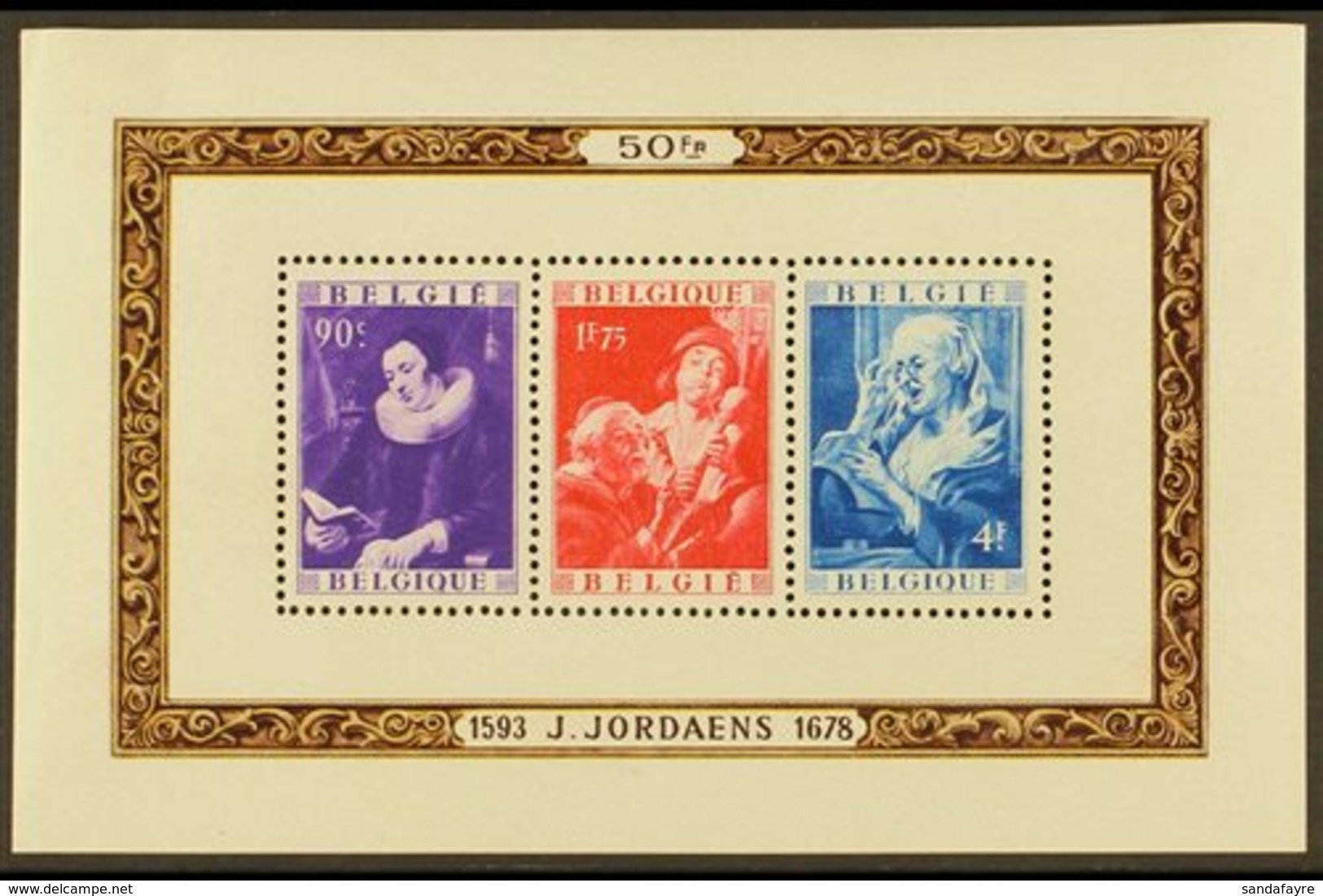\Y 1949\Y  50f Jordaens "Paintings" Mini Sheet, SG MS 1261, Cob Bl 27, Very Fine Mint For More Images, Please Visit Http - Autres & Non Classés