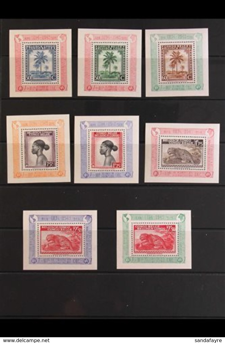 \Y BELGIAN CONGO\Y 1949 U.P.U., Set Of Eight Miniature Sheets, COB BL 3A/10A, Fine Never Hinged Mint, Very Scarce. (8 Sh - Autres & Non Classés