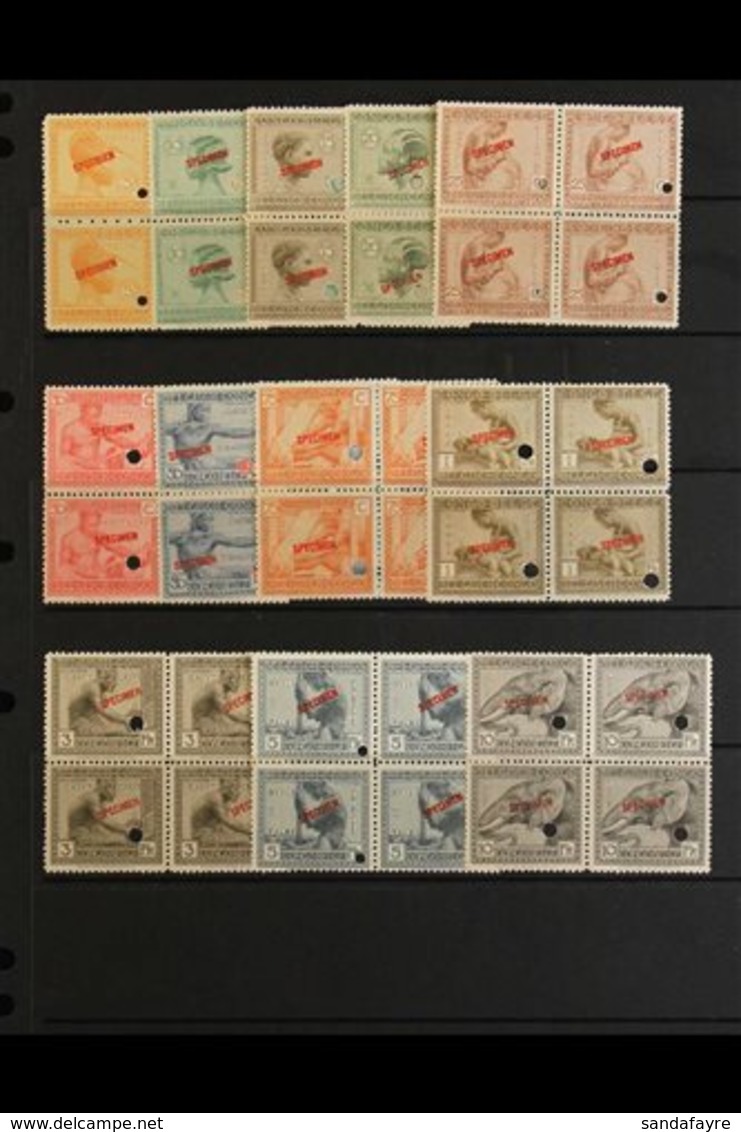 \Y BELGIAN CONGO 1923\Y Pictorial Set, COB 106/117, Superb Never Hinged Mint Blocks Of Four With "SPECIMEN" Overprints A - Sonstige & Ohne Zuordnung