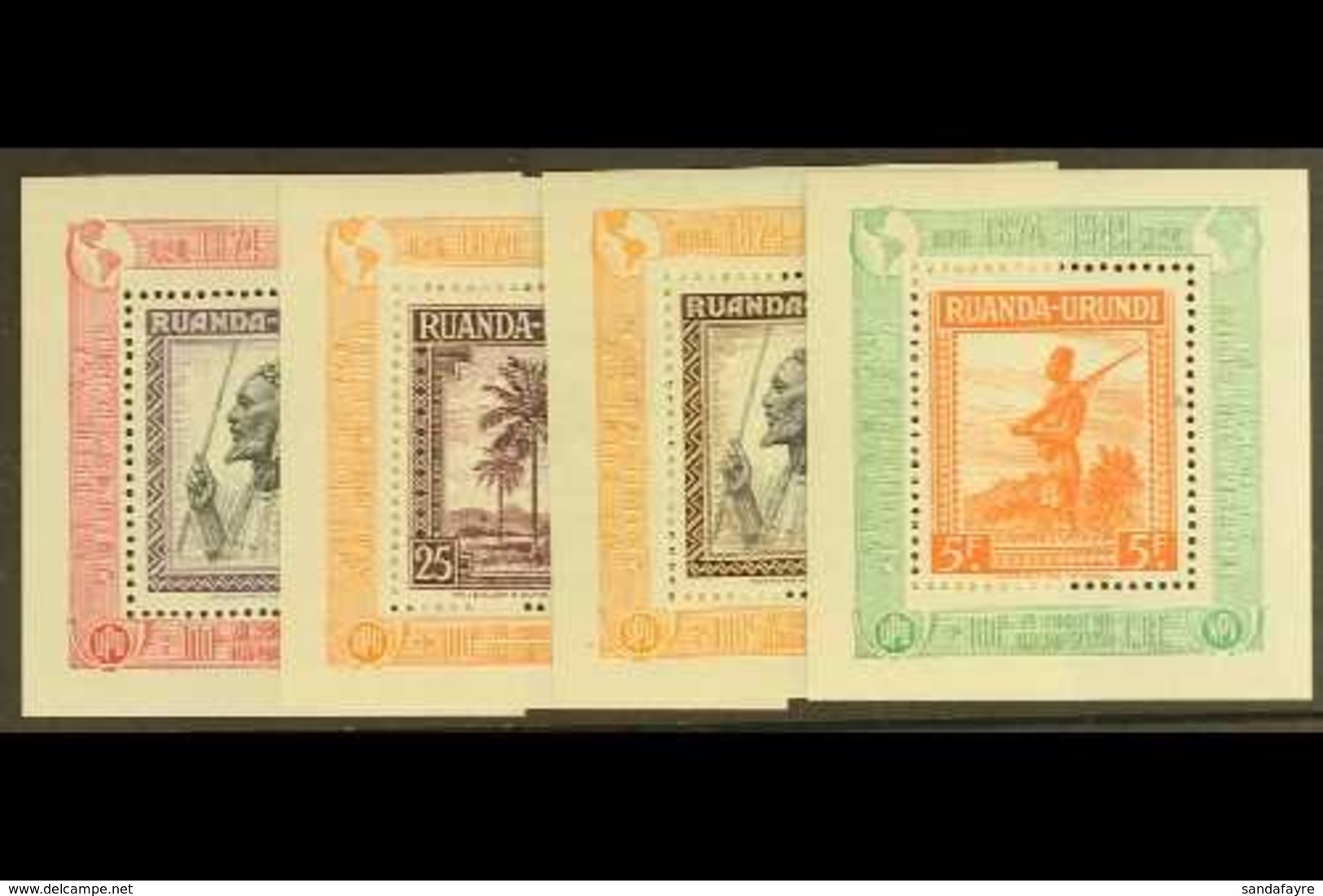 \Y RUANDA - URUNDI\Y 1949 UPU Commemorative "Mini Blocks", COB Bl1A/4A, Very Fine Mint. 5fr With Small Pre-printing Ink  - Sonstige & Ohne Zuordnung