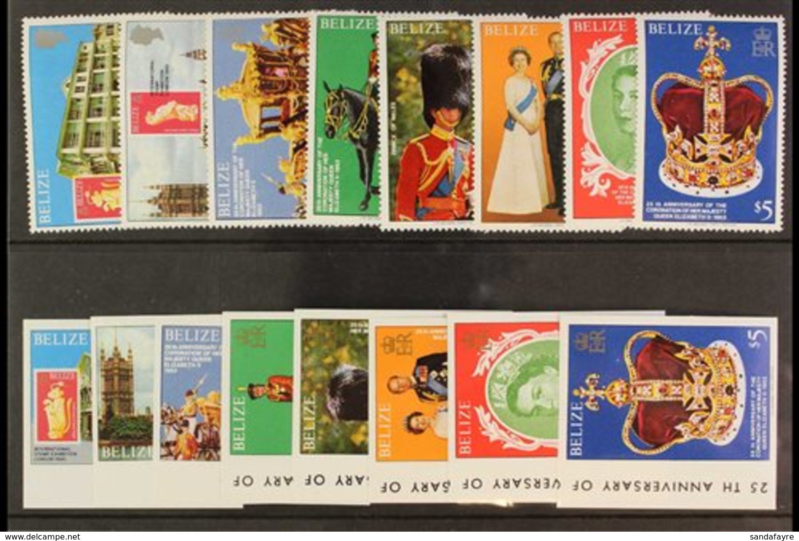 \Y 1979\Y Coronation 2nd Issue Complete Perf & Imperf Sets And Both Mini-sheets, SG 495/502 & MS503, Never Hinged Mint,  - Belize (1973-...)