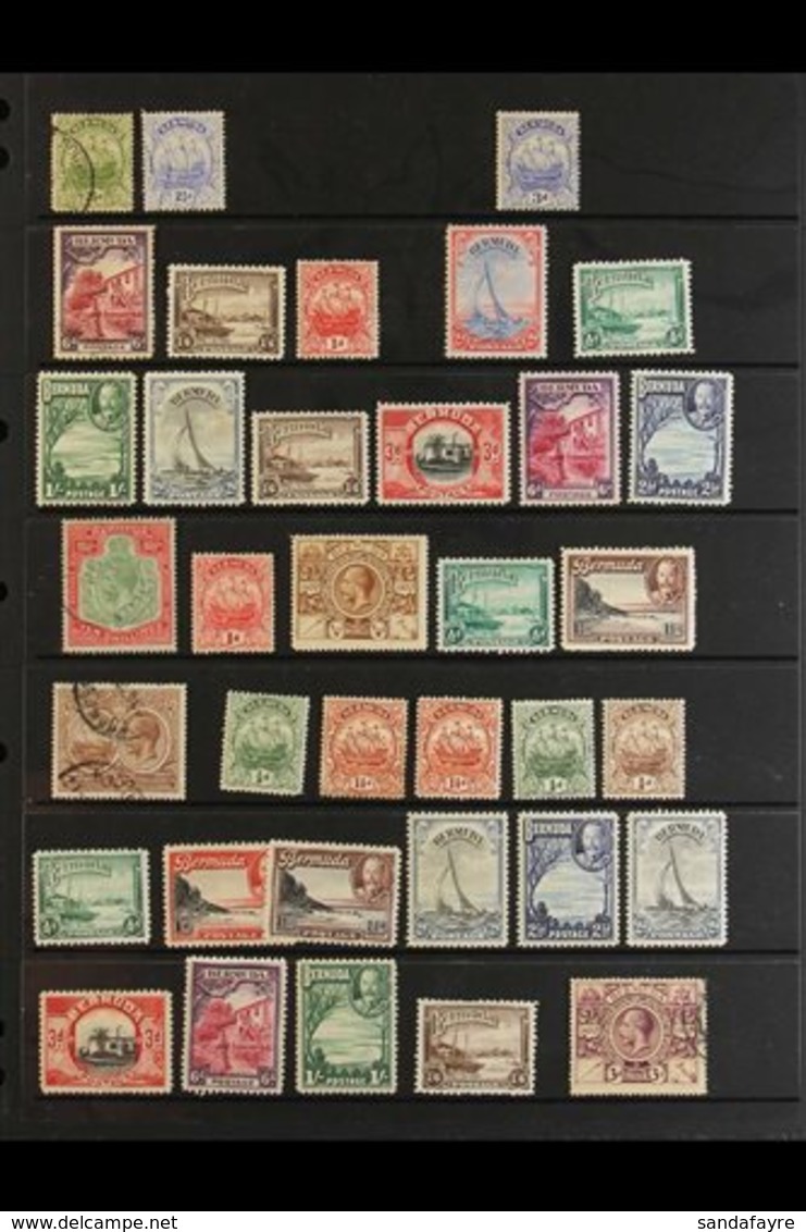 \Y 1910-36 OLD AUCTION LOT - KGV ISSUES.\Y A Mint & Used Range Presented On Stock Pages In An Old Auction Folder. Largel - Bermudes