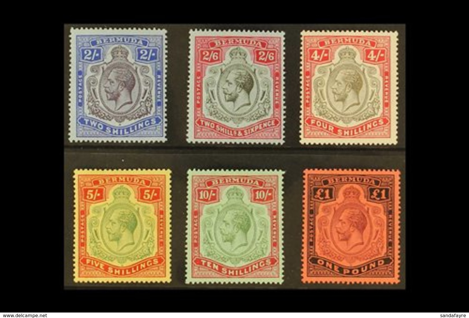 \Y 1918-22\Y KGV Wmk Mult. Crown CA, High Values Set, SG 51b/55, Very Fine Mint (6 Stamps). For More Images, Please Visi - Bermuda