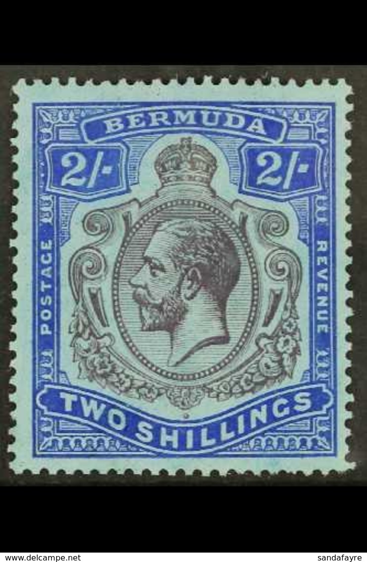 \Y 1924-32\Y 2s Purple And Bright Blue On Pale Blue, With Break In Lines Below Left Scroll SG 88e, Fresh Mint, Couple Sl - Bermudes