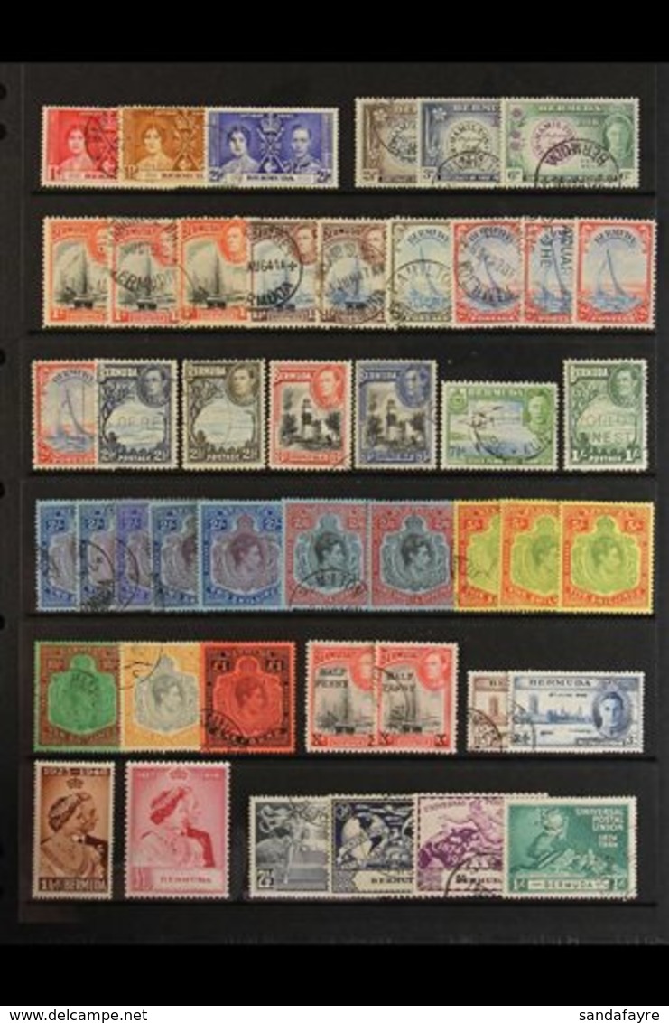 \Y 1937-51 OLD AUCTION LOT - KGVI ISSUES\Y A Mint & Used Range Presented On Stock Pages In An Old Auction Folder. Unchec - Bermudes
