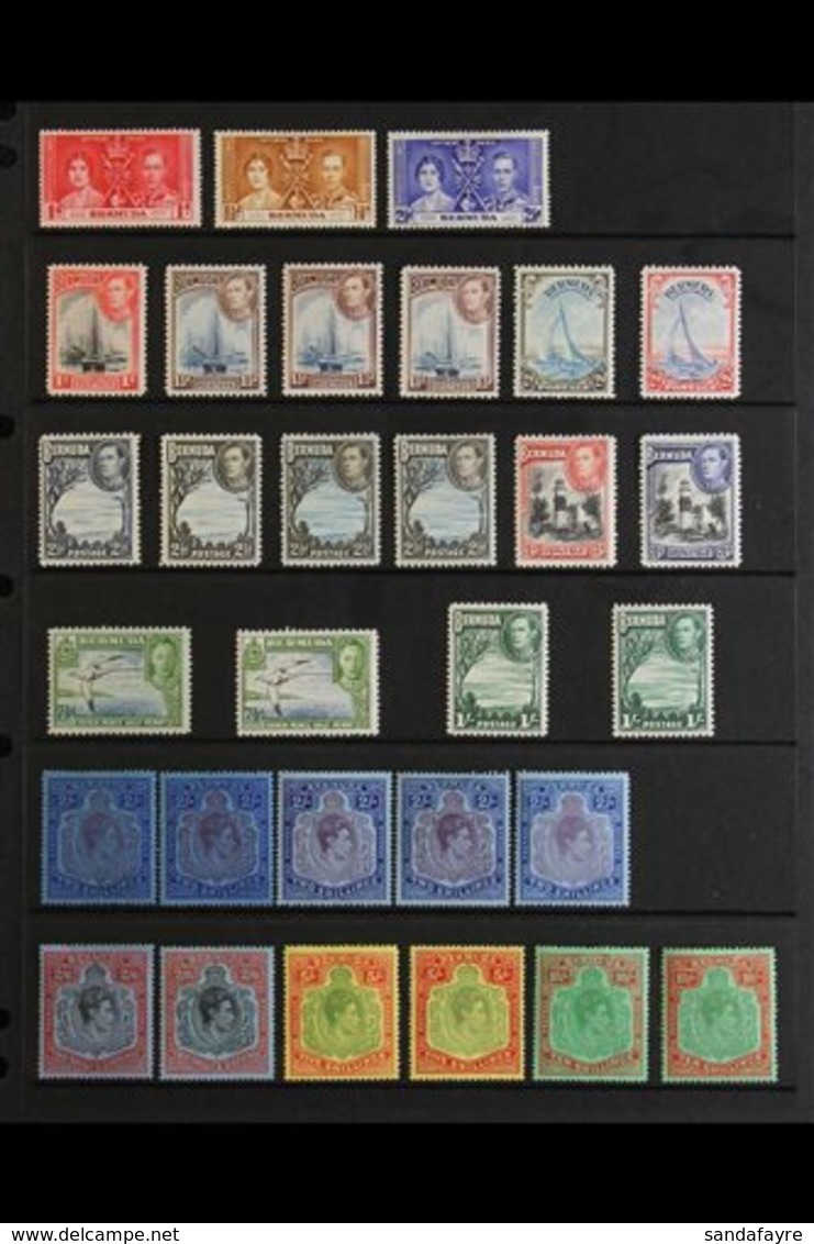 \Y 1937-52 VERY FINE MINT KGVI COLLECTION.\Y A Delightful, ALL DIFFERENT Fine Mint Collection Presented On A Pair Of Pro - Bermuda