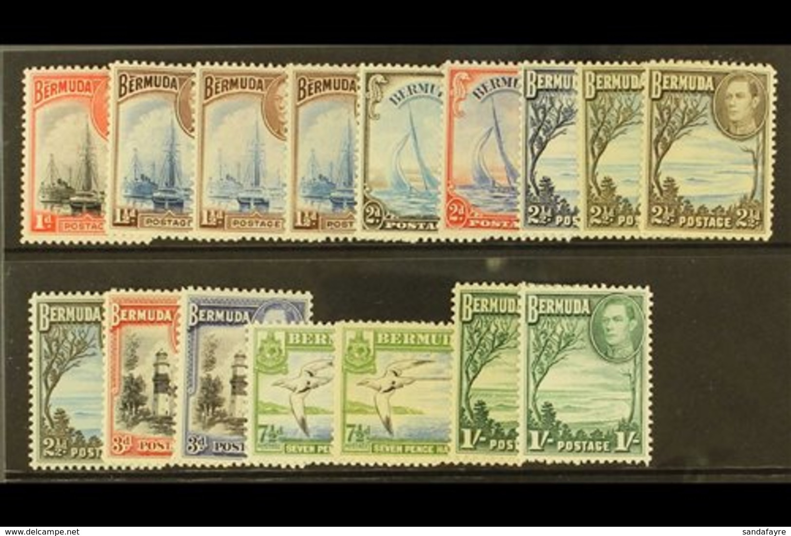 \Y 1938-52\Y 1d To 1s, The Complete SG Listing Of Shades, SG 110/115a, Fine Mint. (16) For More Images, Please Visit Htt - Bermudes