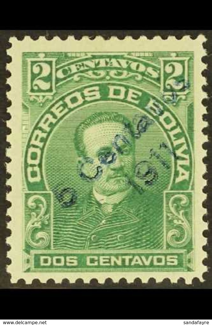 \Y 1911\Y 5c On 2c Green SURCHARGE IN BLUE Variety (Scott 95d, SG 127c), Superb Mint, Very Fresh. For More Images, Pleas - Bolivie