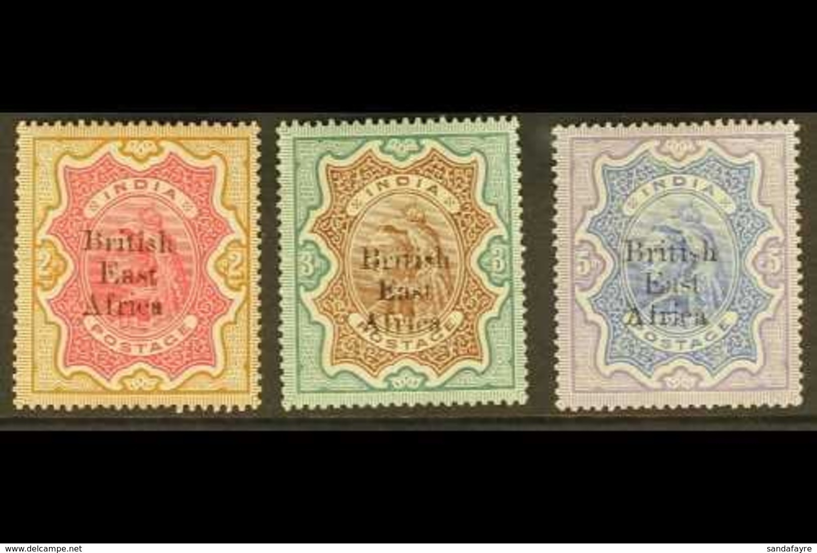 \Y 1895 HIGH VALUES WITH SMALL TYPE OVERPRINT FOR UPU DISTRIBUTION\Y 2r, 3r And 5r, See Footnote After SG 63, Fine Mint. - British East Africa