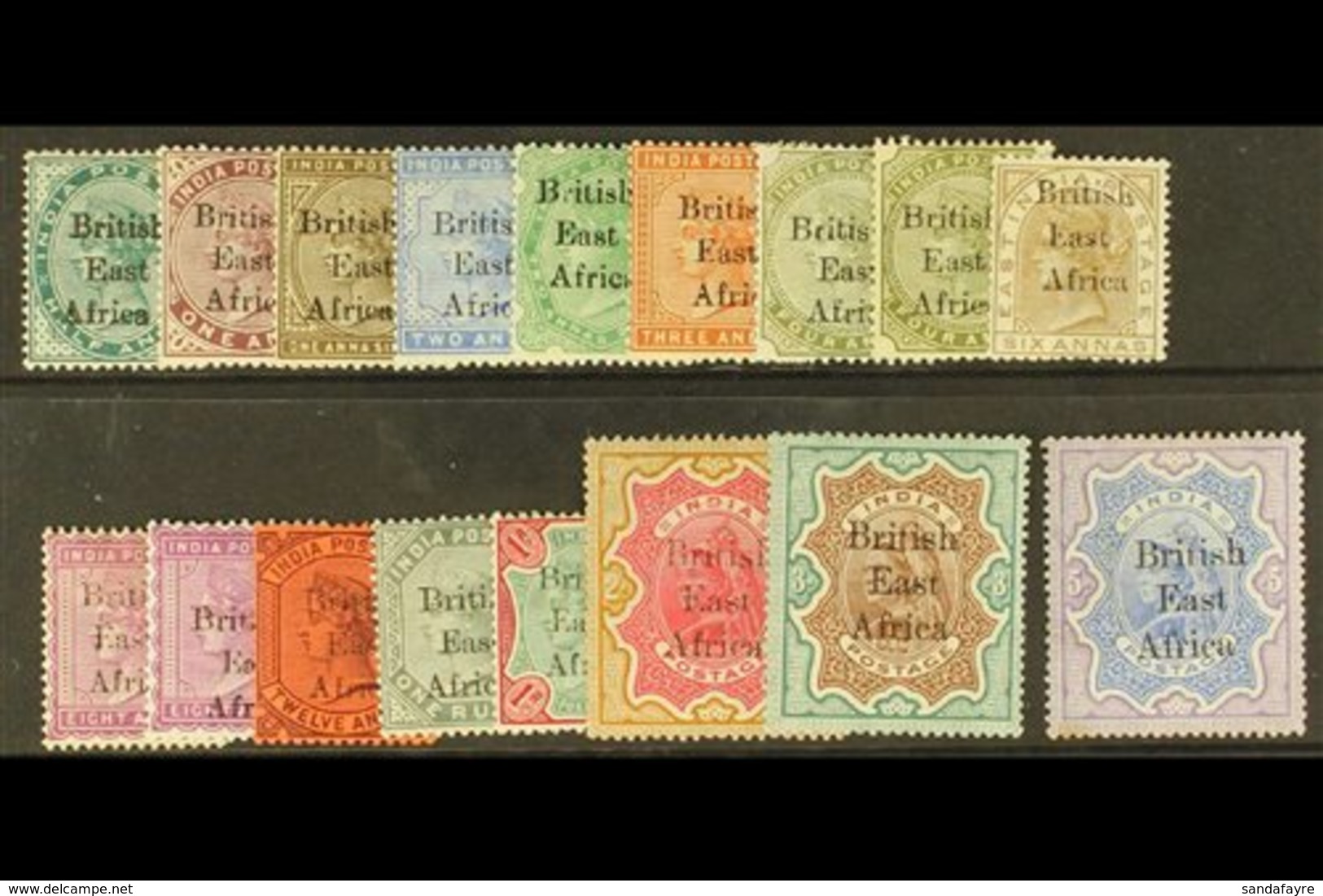 \Y 1895-96\Y Complete Overprints On India Set, SG 49/63, With Both 4a And 8a Shades, Mainly Fine Mint, The 5r With Tone  - Africa Orientale Britannica