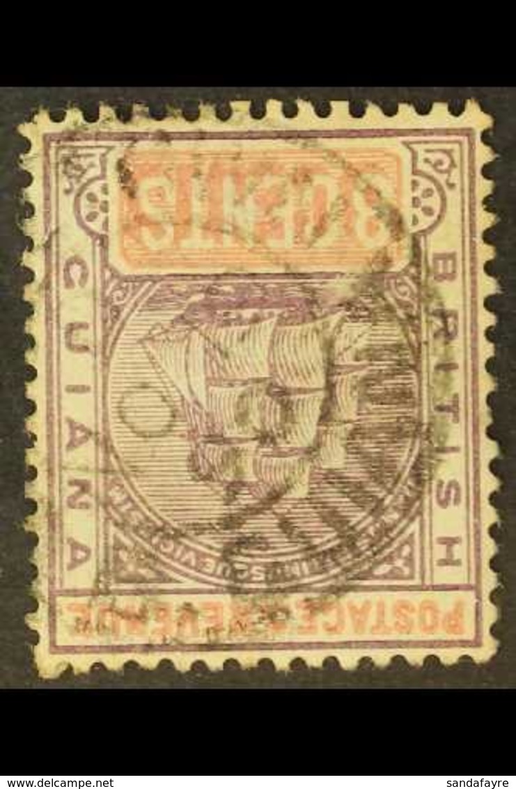 \Y 1889\Y 8c Dull Purple & Rose With WATERMARK INVERTED Variety, SG 199w, Fine Used With Fully Dated Cds Cancel, Scarce. - British Guiana (...-1966)