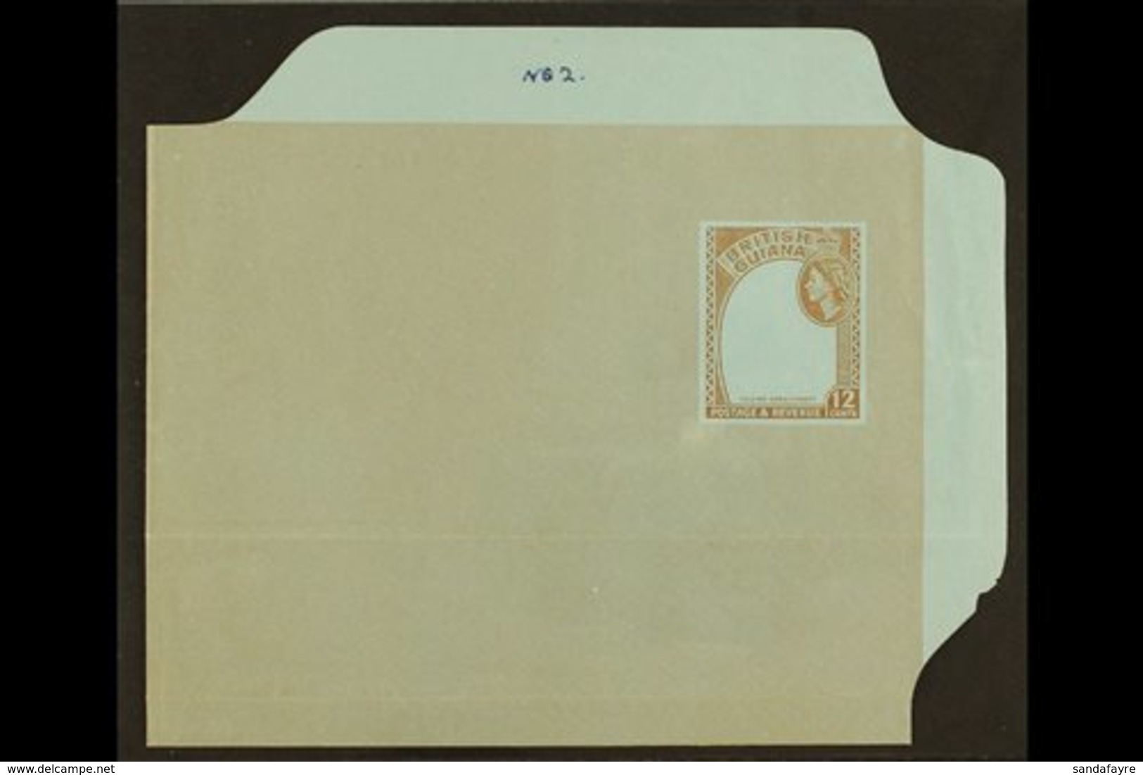 \Y POSTAL STATIONERY\Y 1960 STUNNING ERROR.  AIR MAIL LETTER 12c Light Brown & Black, MISSING BLACK VIGNETTE, H&G 13b, V - Britisch-Guayana (...-1966)