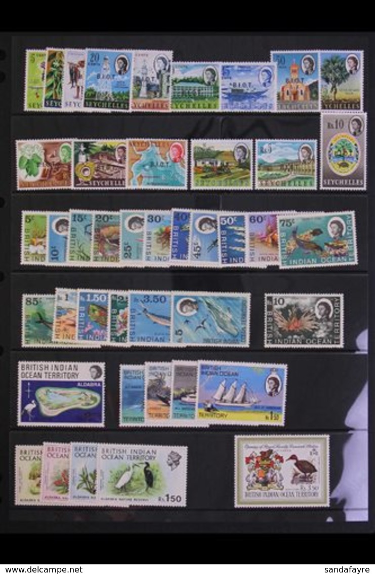 \Y 1969-76 COMPLETE NEVER HINGED MINT COLLECTION.\Y Includes 1968 Overprints On Seychelles Set, 1968-70 Marine Life Comp - British Indian Ocean Territory (BIOT)