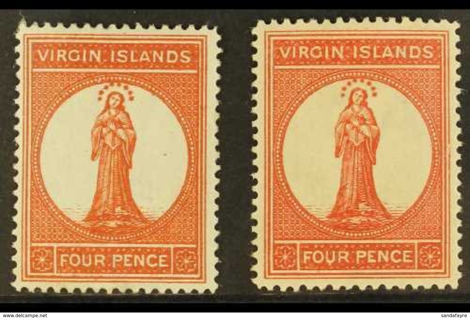 \Y 1887-89\Y 4d Brown-red, SG 37, Positions 10 And 13, Fine Mint. (2 Stamps) For More Images, Please Visit Http://www.sa - British Virgin Islands