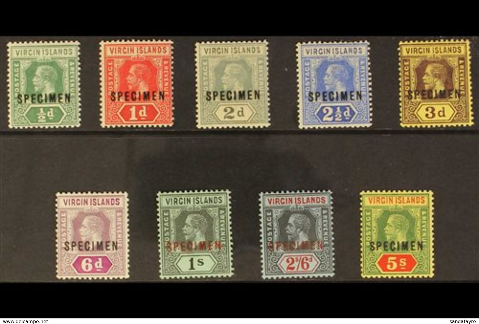 \Y 1913 - 19\Y Geo V Die I Set Complete, Overprinted "Specimen", SG 69s/77s, Very Fine Mint. (9 Stamps) For More Images, - Iles Vièrges Britanniques