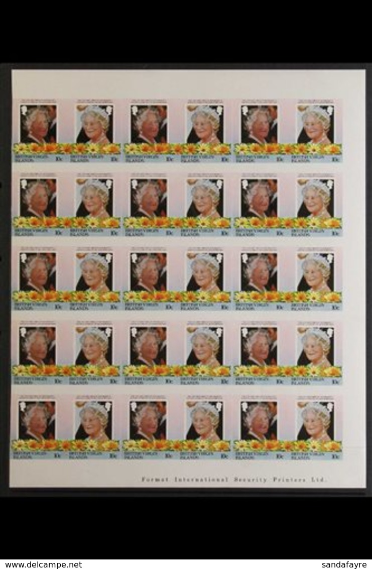 \Y 1985 IMPERF NHM MULTIPLES\Y Life & Times Of The Queen Mother Set, SG 579A/86A, In Imperforate Se-tenant Pair Blocks O - Iles Vièrges Britanniques