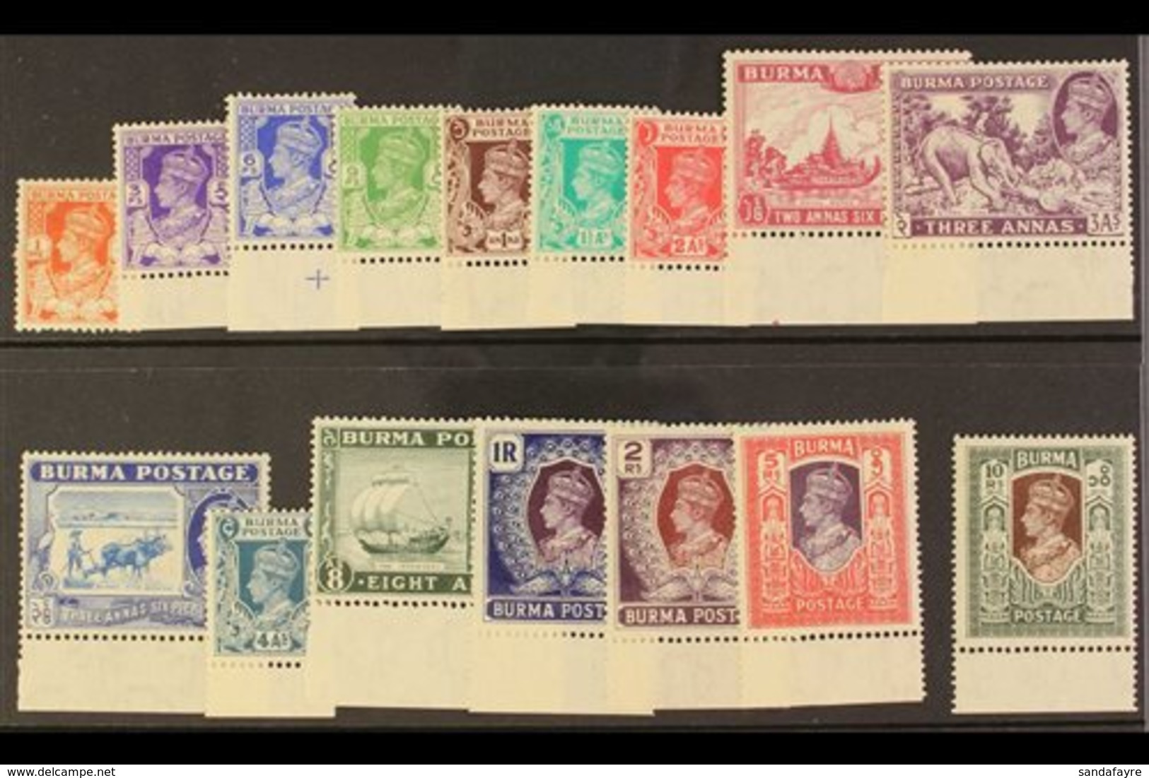 \Y 1938-40\Y Definitives Complete Set, SG 18b/33, Very Fine Mint. (16 Stamps) For More Images, Please Visit Http://www.s - Birmanie (...-1947)