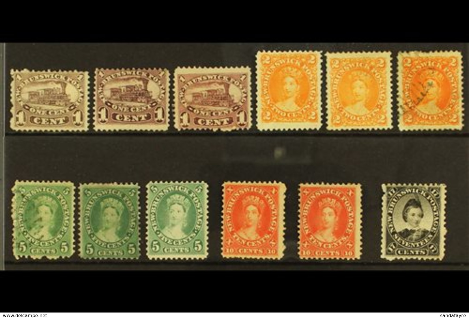 \Y 1860 - 63 USEFUL SELECTION\Y Small Mint And Used Range With 1c Unused (3 Shades), 2c Yellow Orange Mint And Used And  - Other & Unclassified