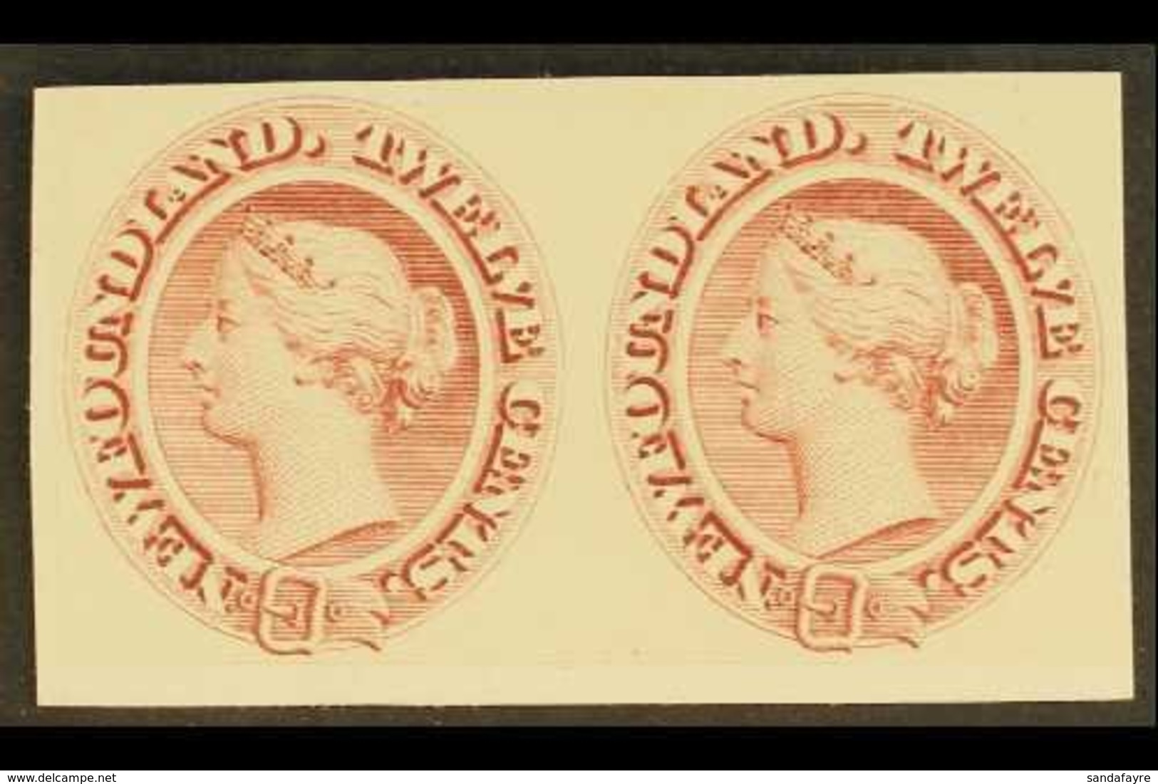 \Y 1865\Y 12c Chestnut, As SG 28, Die Proof In Reddish Brown On Card, Uni 28Pi, Horizontal Pair, Very Fine And Fresh. Fo - Other & Unclassified
