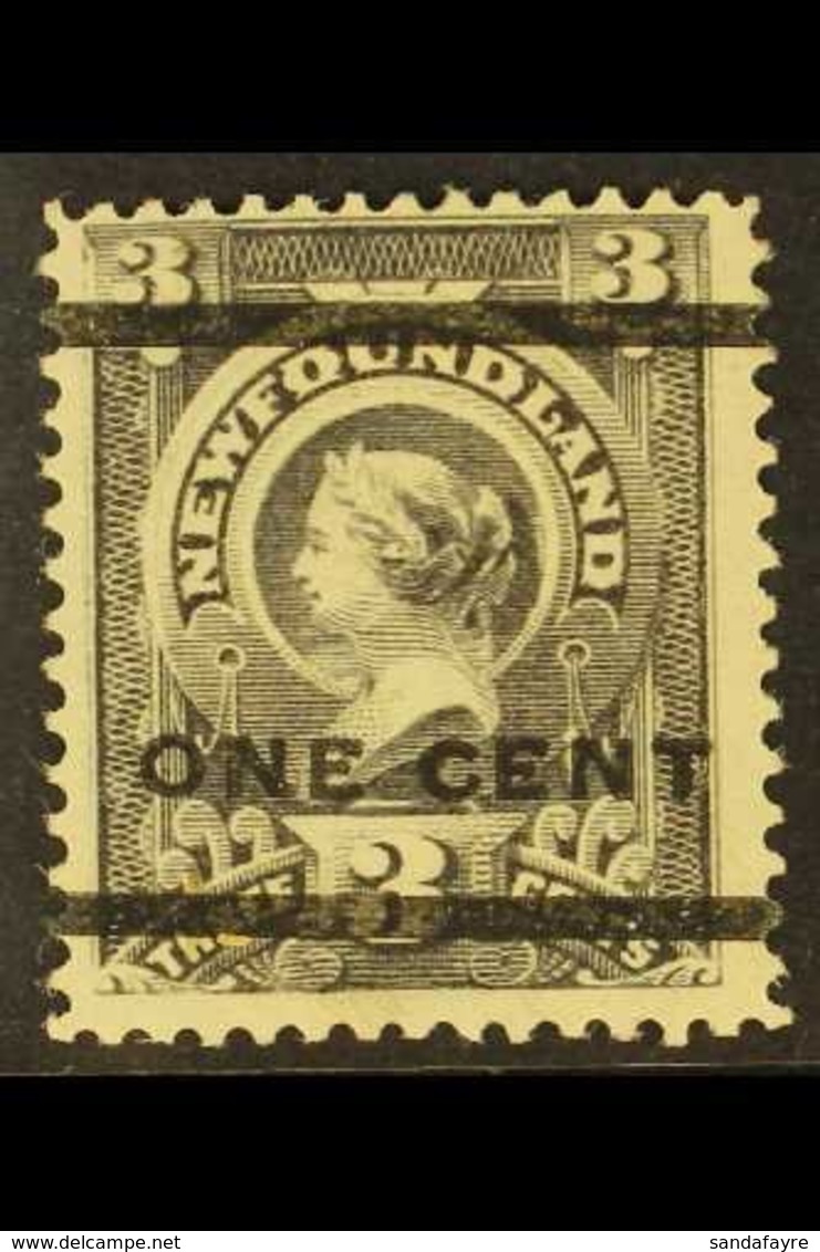 \Y 1897\Y 1c On 3c Grey Purple, Type 38 Surcharge, SG 82, Very Fine Mint. For More Images, Please Visit Http://www.sanda - Autres & Non Classés