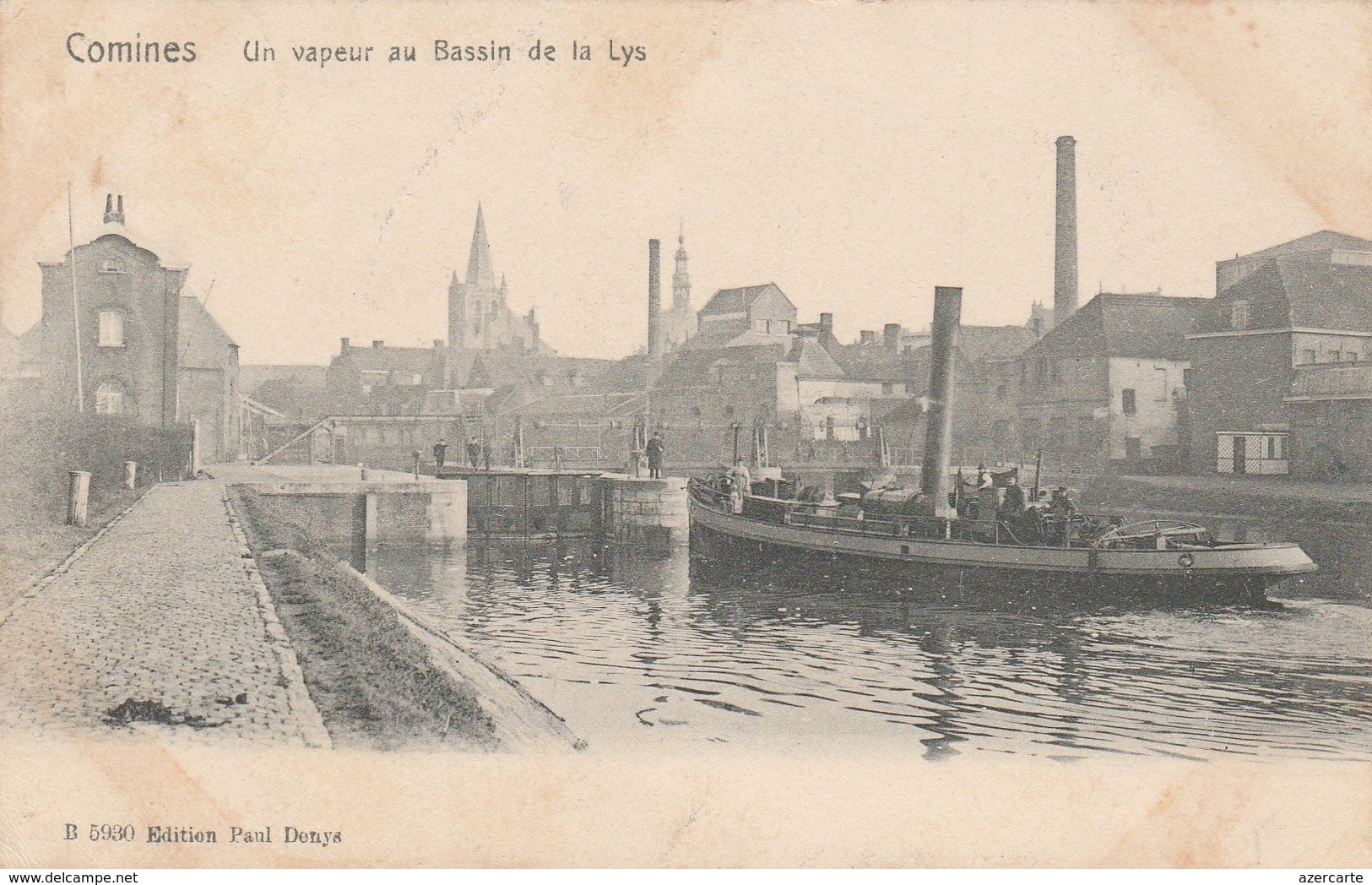 Comines , Un Vapeur Au Bassin De La Lys ( Péniche , écluse , Remorqueur ) - Comines-Warneton - Komen-Waasten