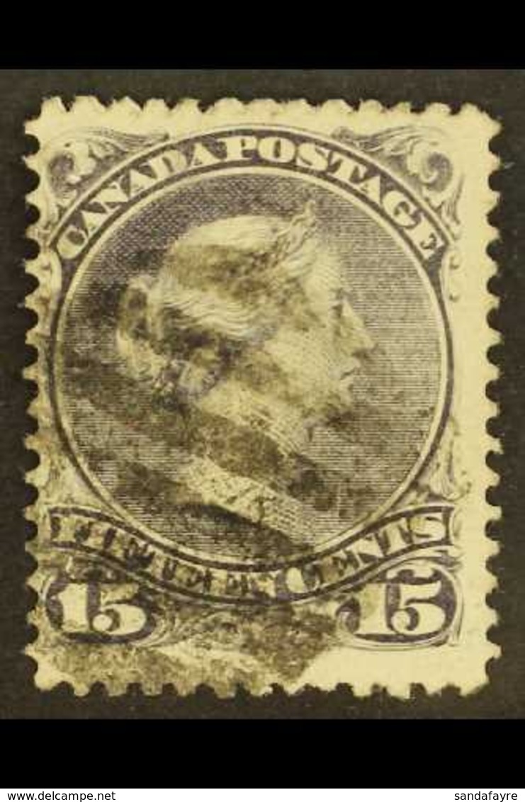 \Y 1879\Y 15c Clear Deep Violet Large Queen On Thick Paper, SG 67, Excellent Colour And Neat Barred Cancel, As With Most - Autres & Non Classés