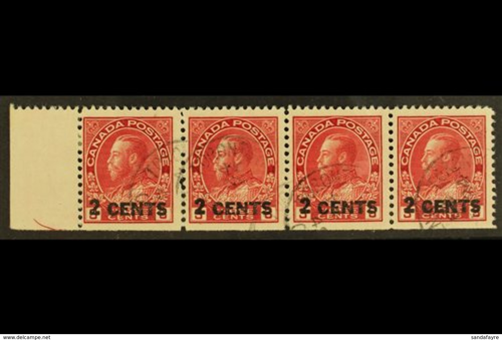 \Y 1926\Y 2c On 3c Carmine Surcharge, SG 264, Fine/very Fine Used Horizontal Marginal STRIP Of 4, Very Fresh & Scarce. ( - Other & Unclassified