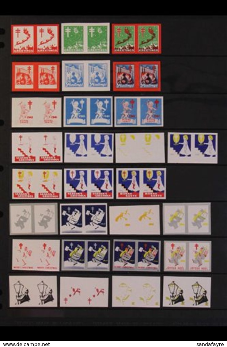 \Y CHRISTMAS SEALS\Y PROGRESSIVE COLOUR IMPERF PROOF PAIRS 1939-1958 Never Hinged Mint All Different Collection On Stock - Sonstige & Ohne Zuordnung