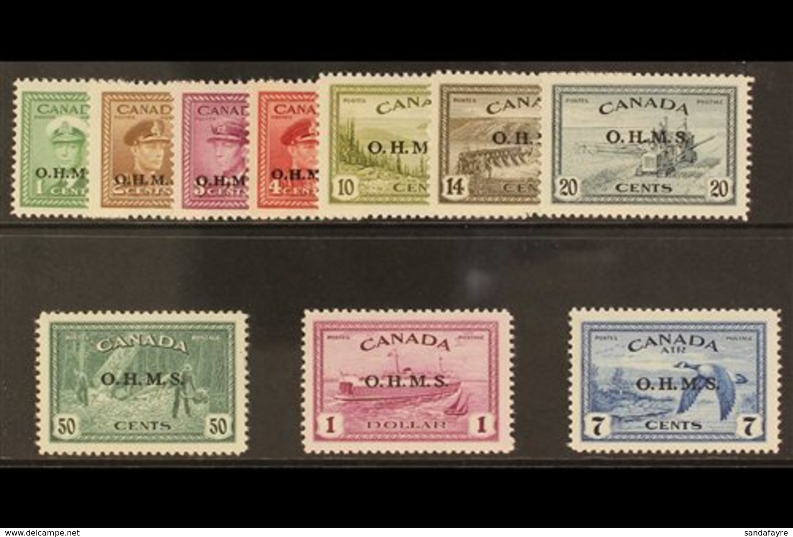 \Y OFFICIALS\Y 1949 Complete Set With "O.H.M.S." Overprints, SG O162/O171, Never Hinged Mint, The 50c With RPS Photo Cer - Other & Unclassified