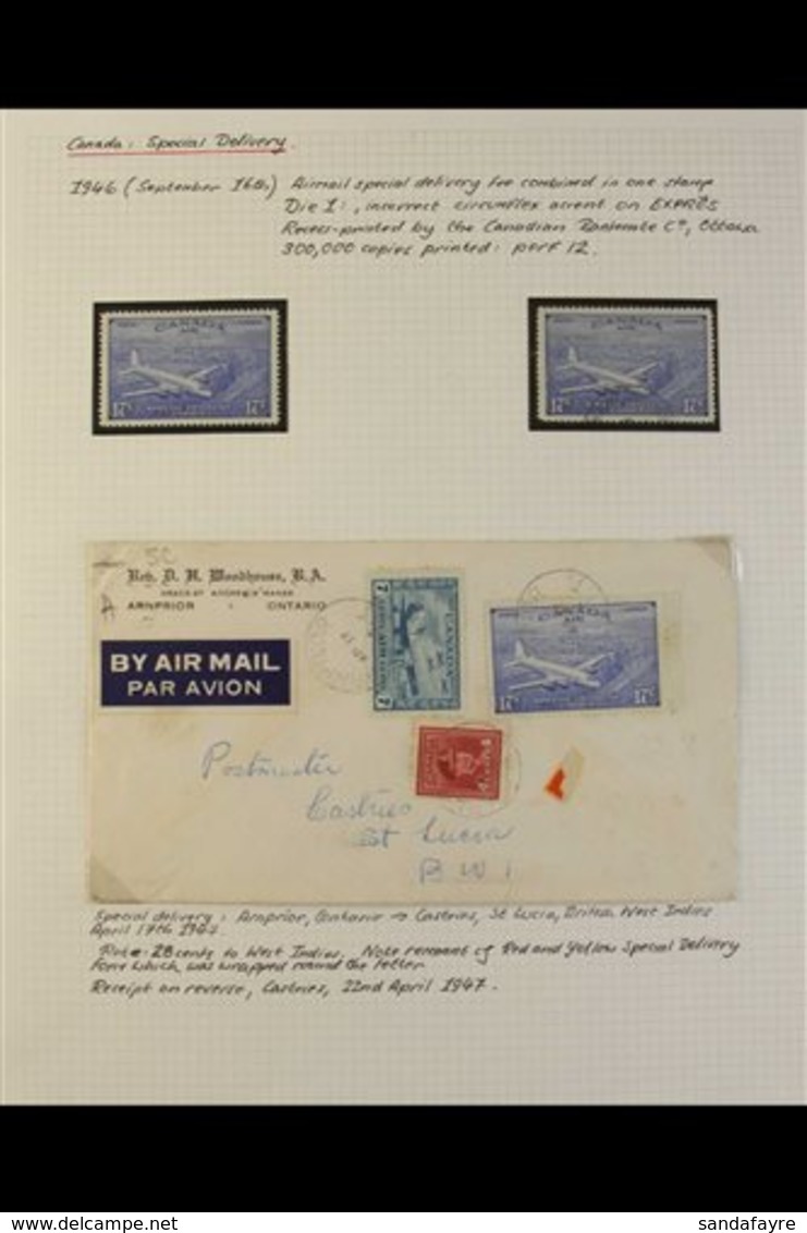\Y SPECIAL DELIVERY\Y POSTAL HISTORY GROUP 1932 17c Ultramarine Labels With Circumflex Or Grave Accent On "EXPRES," SG S - Other & Unclassified